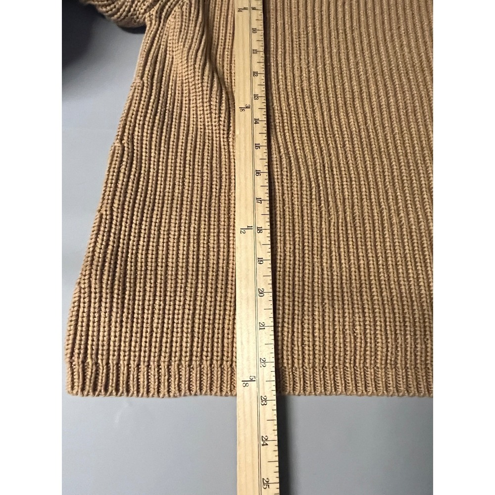 Quince 100% Organic Cotton Fisherman Crew Sweater Camel Brown Size L CGC01-5708 - Picture 10 of 11